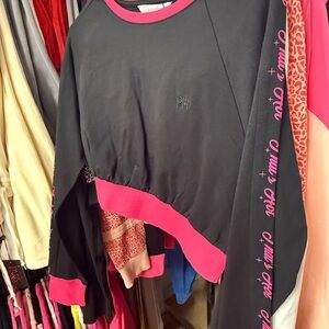 Paris Hilton Black and Pink Logo Sweatshirt